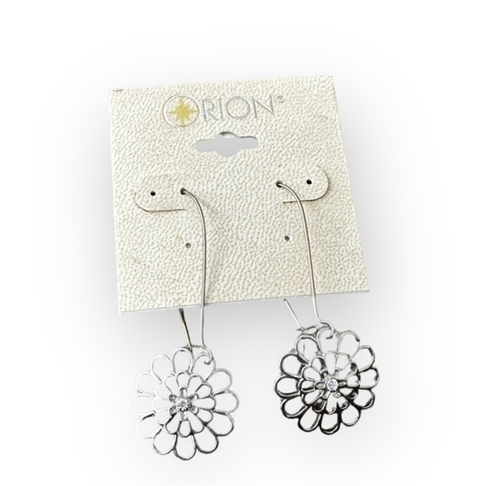 Silver Floral Design Dangle Earring Accessories